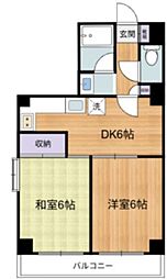 フラットワセダ 2DKの間取図画像