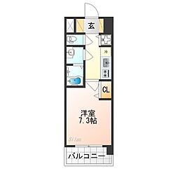 アスヴェル京都壬生EAST 2階1Kの間取り