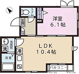 京急本線 立会川駅 徒歩3分の賃貸マンション 2階1LDKの間取り