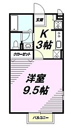 JR中央線 八王子駅 徒歩22分の賃貸アパート 1階1Kの間取り