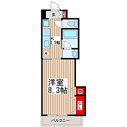 ラウンドタワーオペリア 9階1Kの間取り