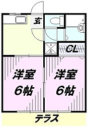 カーサナガカワ 2Kの間取図画像