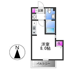 おおさか東線 JR長瀬駅 徒歩7分の賃貸マンション 2階ワンルームの間取り