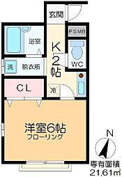 フォレスト西小岩 1階1Kの間取り