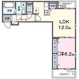 ポローニア F 2階1LDKの間取り