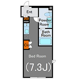 CARITAS不動前 2階ワンルームの間取り