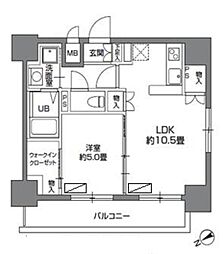 カスタリア三ノ輪 5階1LDKの間取り