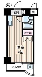 エレガンス綾瀬6 6階ワンルームの間取り