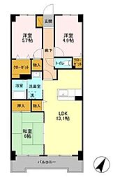 ヒロ末広 4階3LDKの間取り