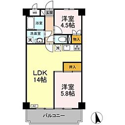 サニーハイライズ 2LDKの間取図画像