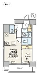 クレストコート門前仲町 2階1LDKの間取り