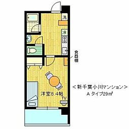 JR総武線 千葉駅 徒歩4分の賃貸マンション 2階1Kの間取り