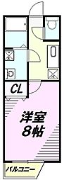 グランヒルズ八王子 2階1Kの間取り