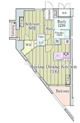 グランクリュ新宿御苑 8階1LDKの間取り