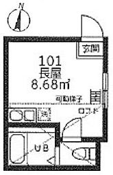 Hu横浜鶴見 ワンルームの間取図画像