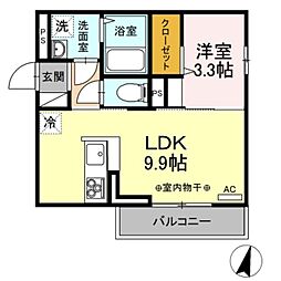 アルタイル 2階1LDKの間取り