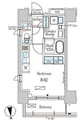 パークアクシス大森 4階ワンルームの間取り