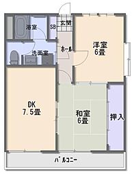SYOHEIマンション 2DKの間取図画像