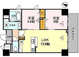 阪急神戸本線 十三駅 徒歩12分の賃貸マンション 5階2LDKの間取り