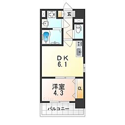 メイクス天王寺南 1DKの間取図画像
