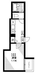 クレフラスト日野 1Kの間取図画像
