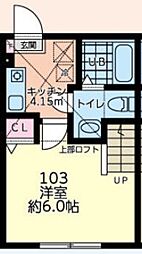 アリエッティ 1Kの間取図画像