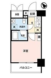エクセリア川崎 10階1Kの間取り