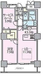 ロイヤルパークスタワー南千住 18階1SLDKの間取り