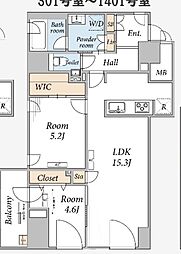 ＴＨＥ ＭＡＹＦＡＩＲ 8階2LDKの間取り