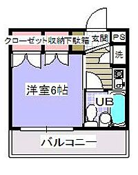 ROSE GARDEN R12番館 2階1Kの間取り