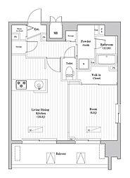 大森海岸レジデンス 12階1LDKの間取り