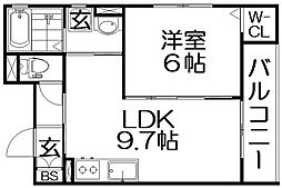 ピレーネ明和 1LDKの間取図画像