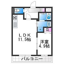 EXハイツ公園南2 1LDKの間取図画像