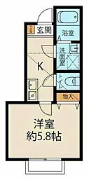 アーブルヴェール 1Kの間取図画像