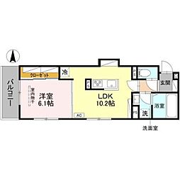 D-ROOM壬生森町 2階1LDKの間取り