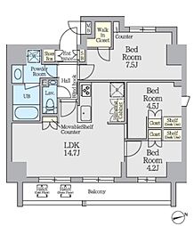 CRESTCOURTUENO 3LDKの間取図画像