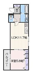 クリエオーレ石原町 1LDKの間取図画像