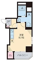 メゾンSKM蔵前 3階ワンルームの間取り