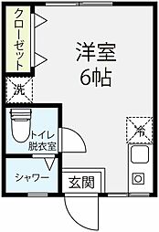 Smart City明大前 2階ワンルームの間取り