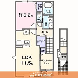ウエスタン ヴィレッジI 1LDKの間取図画像