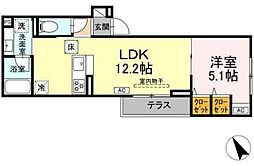 ドムスクレスト共和 1LDKの間取図画像