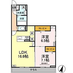 サフィール 2階2LDKの間取り