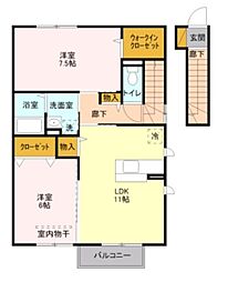 プランドールA 2LDKの間取図画像