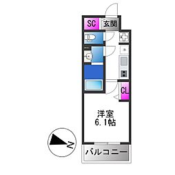 アドバンス大阪メルディア 1Kの間取図画像