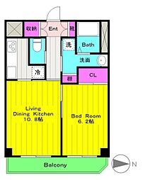 プライオール協和登戸 1LDKの間取図画像