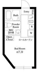 プラチナフォルム成城 2階ワンルームの間取り