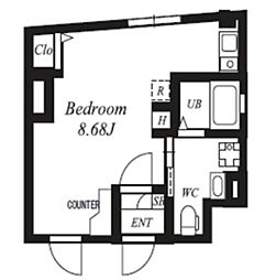 プラチナフォルム中目黒2 ワンルームの間取図画像