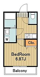 ラフェリシア相模原 2階1Kの間取り