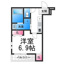 フジパレス諏訪ノ森駅東 3階1Kの間取り