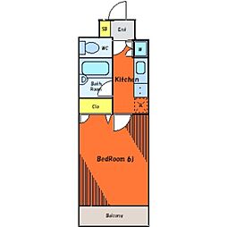 東急池上線 池上駅 徒歩5分の賃貸マンション 3階1Kの間取り
